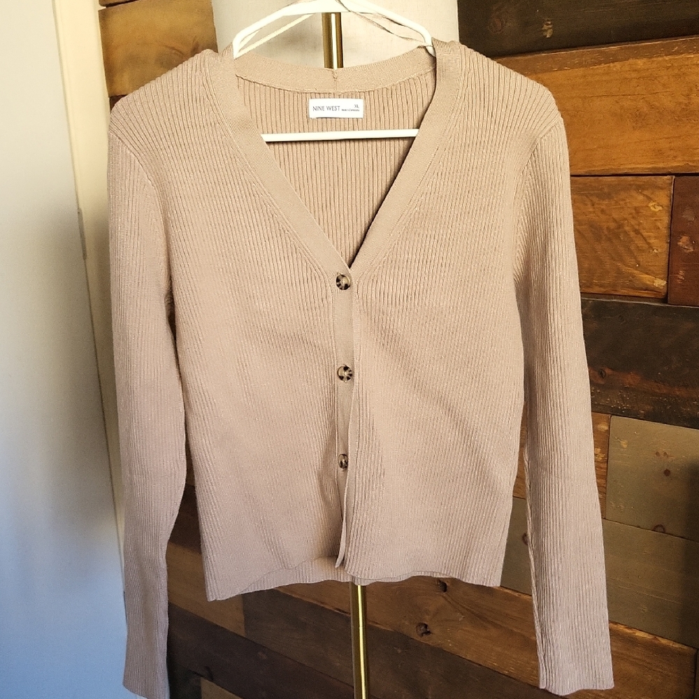 Nine West Beige V-Neck Cardigan